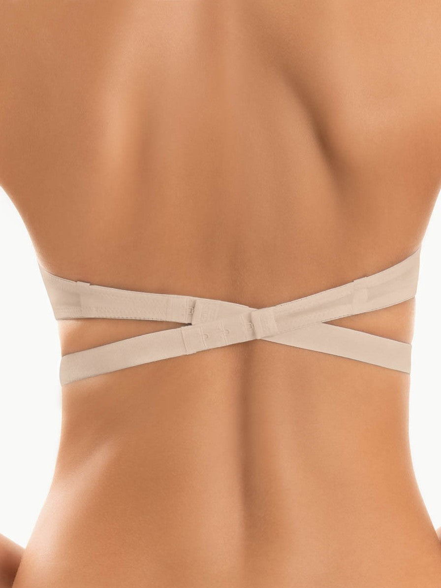 Manufactured by SIéLEI of Italy, this multiway bra is crafted from a lightweight microfiber fabric, offering versatile wear.