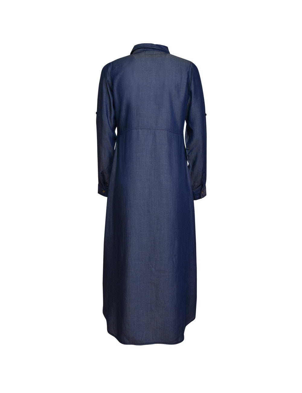 Long denim shirtdress by Verdissima Italy made of tencel fabric, lightweight and breathable.
