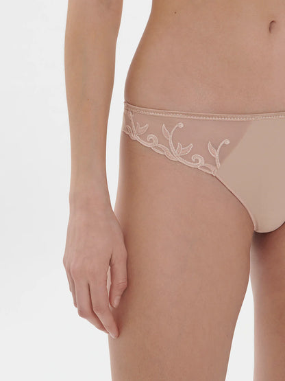 Andora Embroidered Thong front picture with closer look on embroidery 
