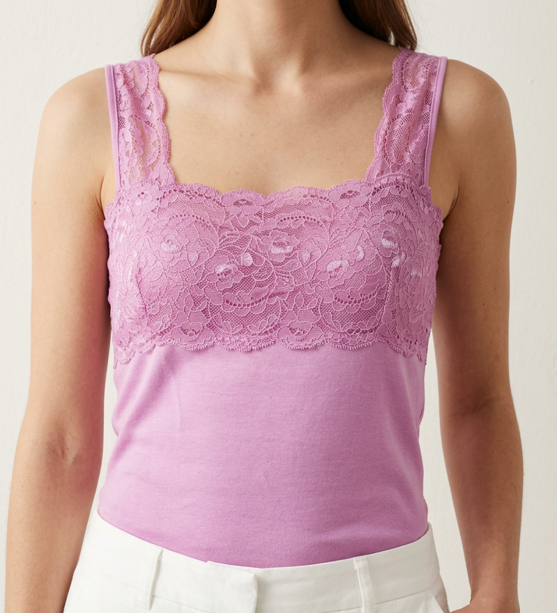 Makò Cotton Lace Straps Top