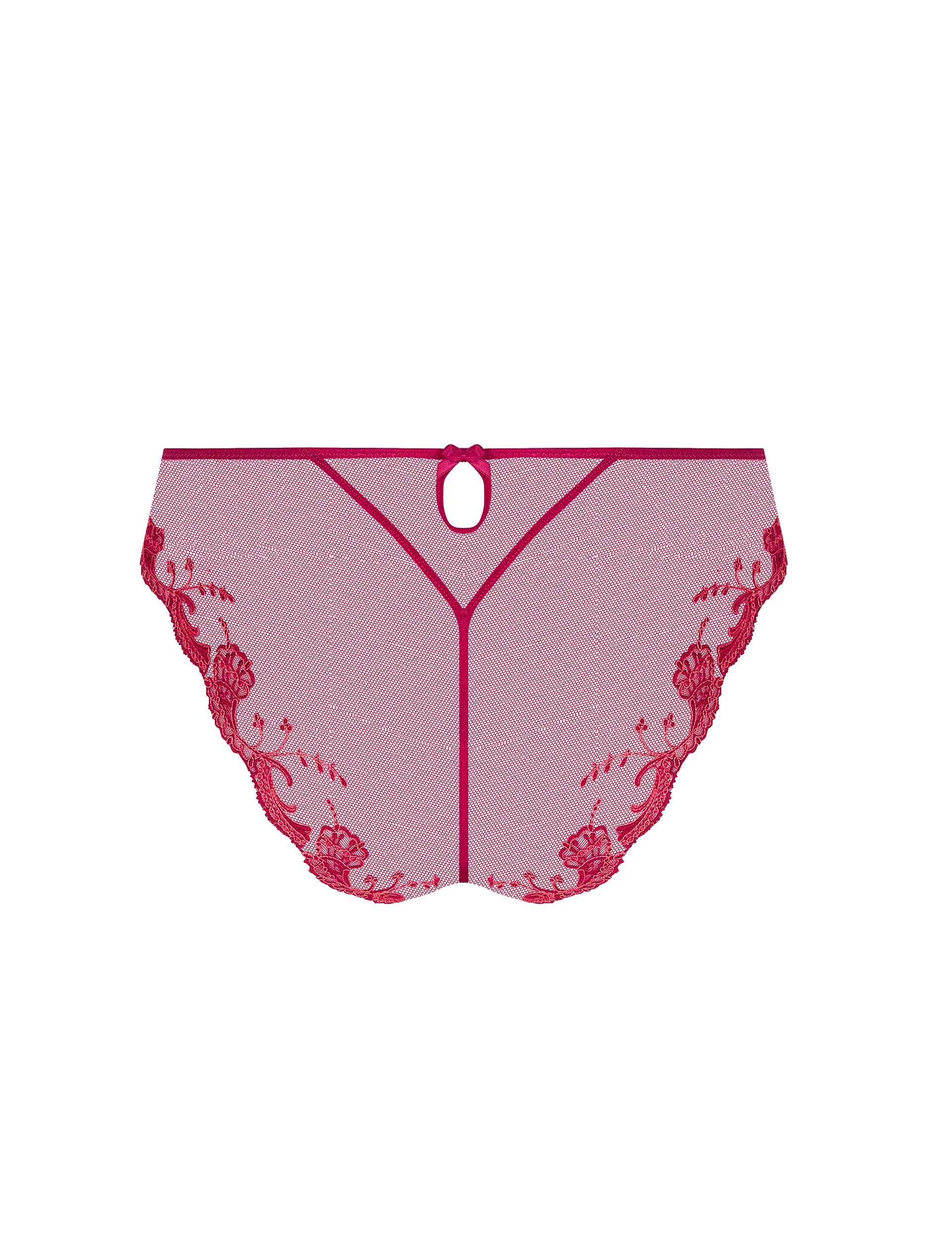 Pink lace lingerie on a white background