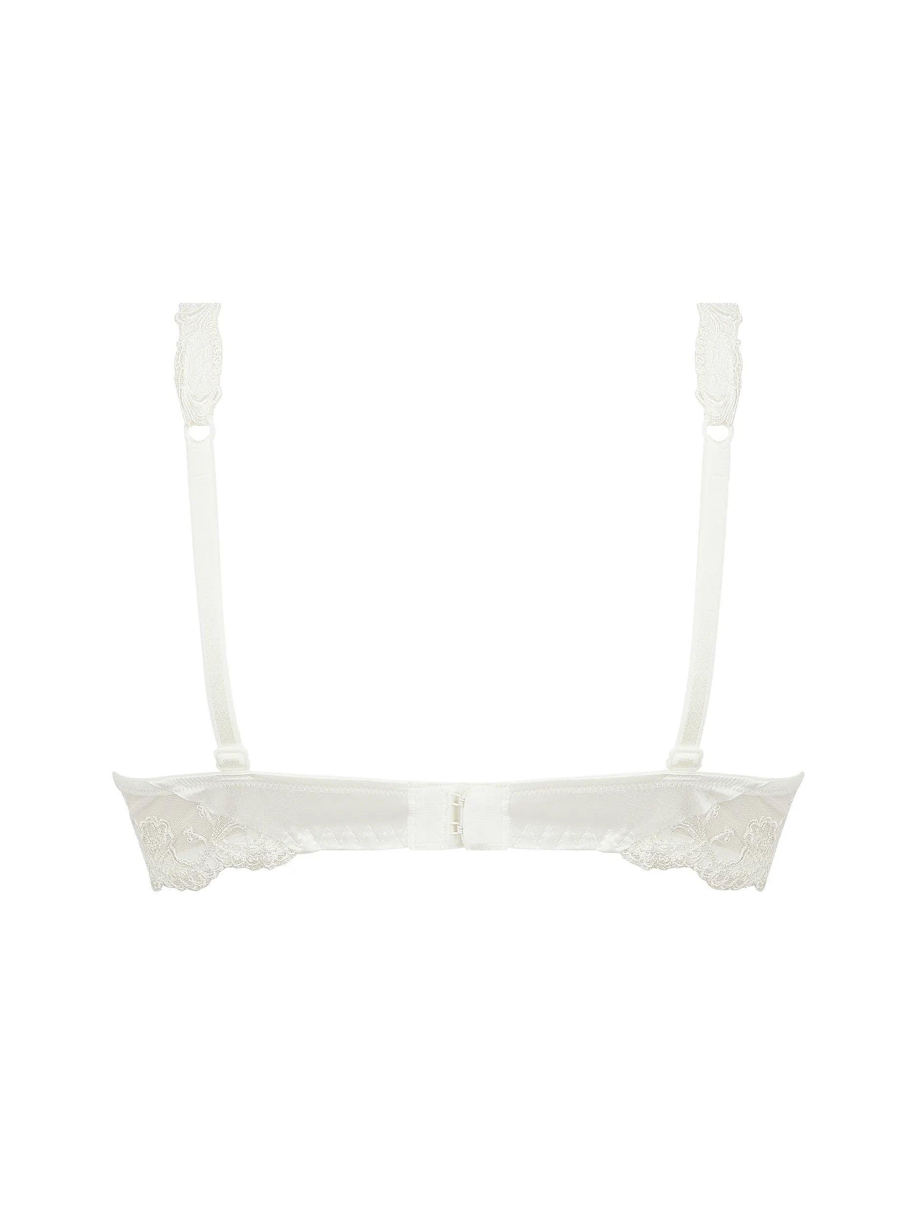 White lace bralette on a white background