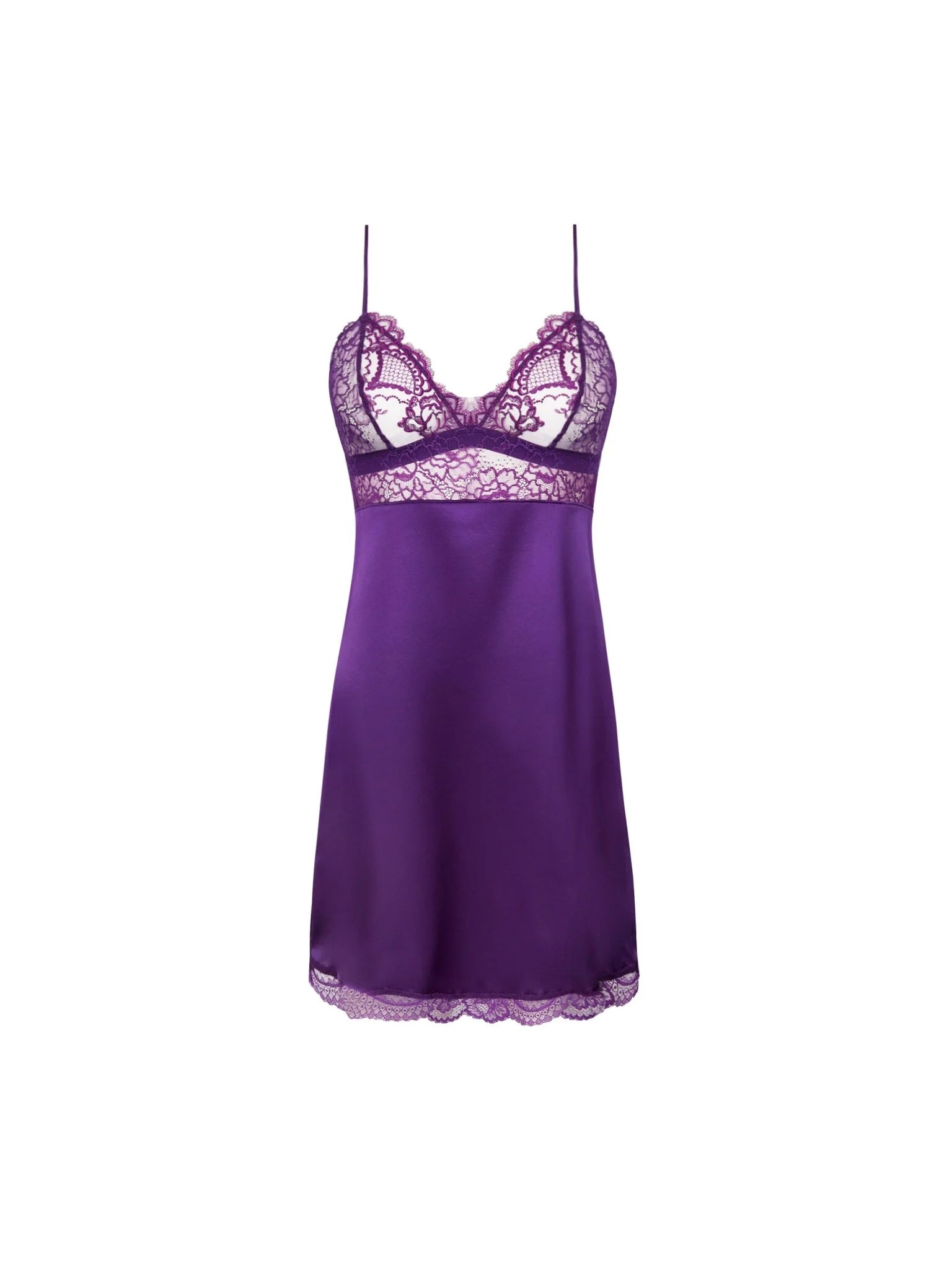 Women is wearing Sublime En Dentelle Silk Chemise full picture Sublime Iris colour