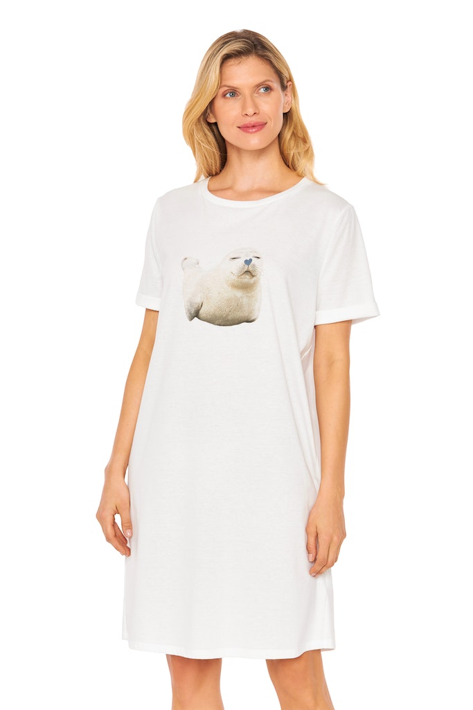 Model is wearing Be Happy Jersey Cotton Night Dress front picture