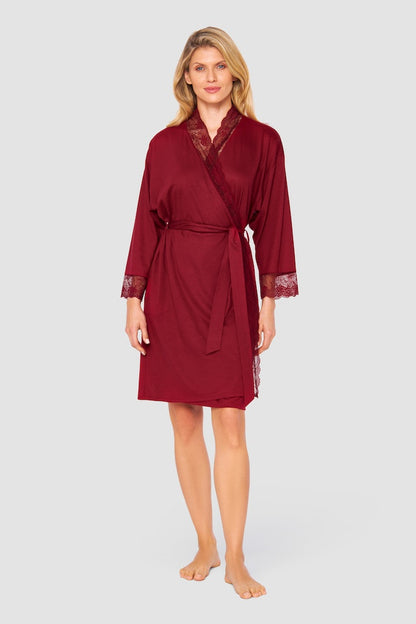 Woman is wearing New Romance Robe by Rosch front picture full figure