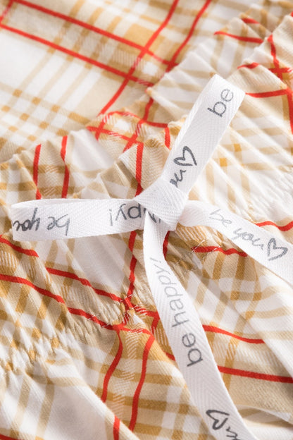 Waistband with drawstring of the Be Happy Cotton Check Shorts