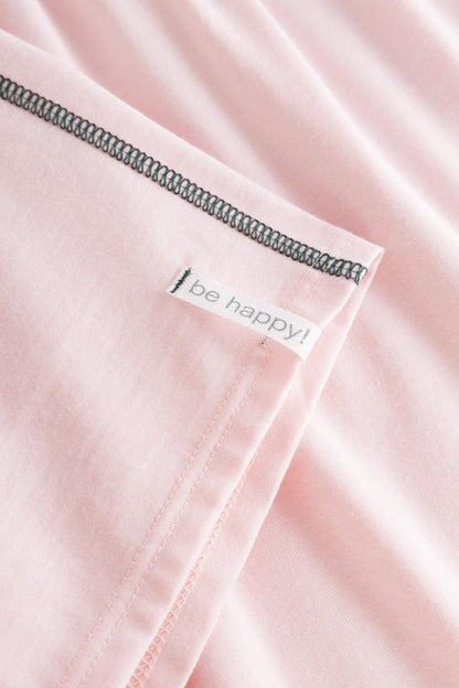 Be Happy Cotton Bermuda Shorts front picture detail on decorative seam on side with the logo