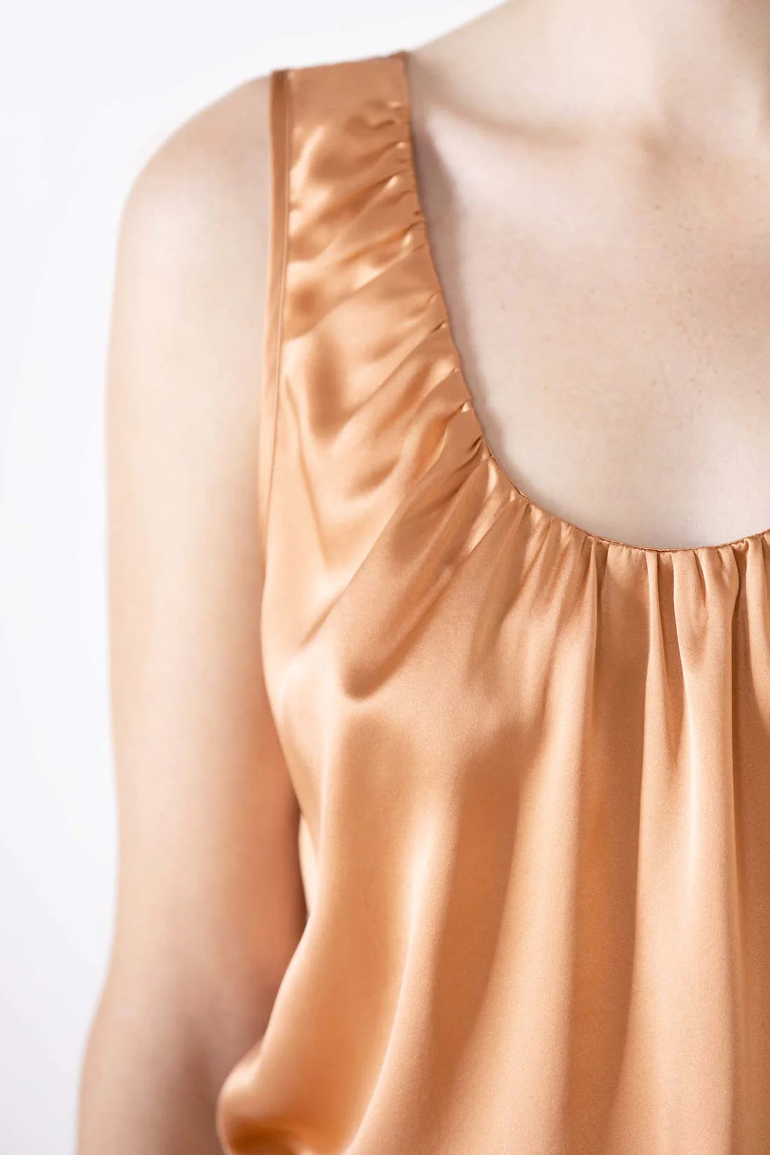 NK IMODE Sierra Ruched Neckline Silk Tank