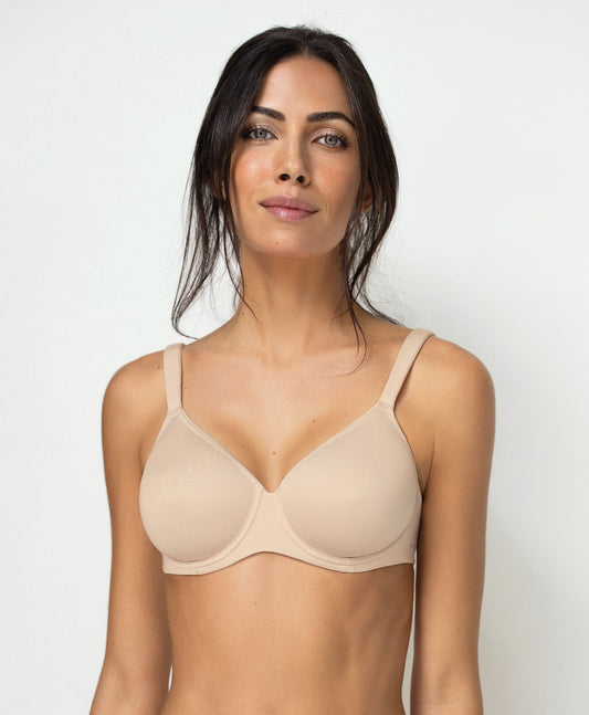 Beige, underwire spacer cup bra from the Plus line by SIéLEI from Italy.