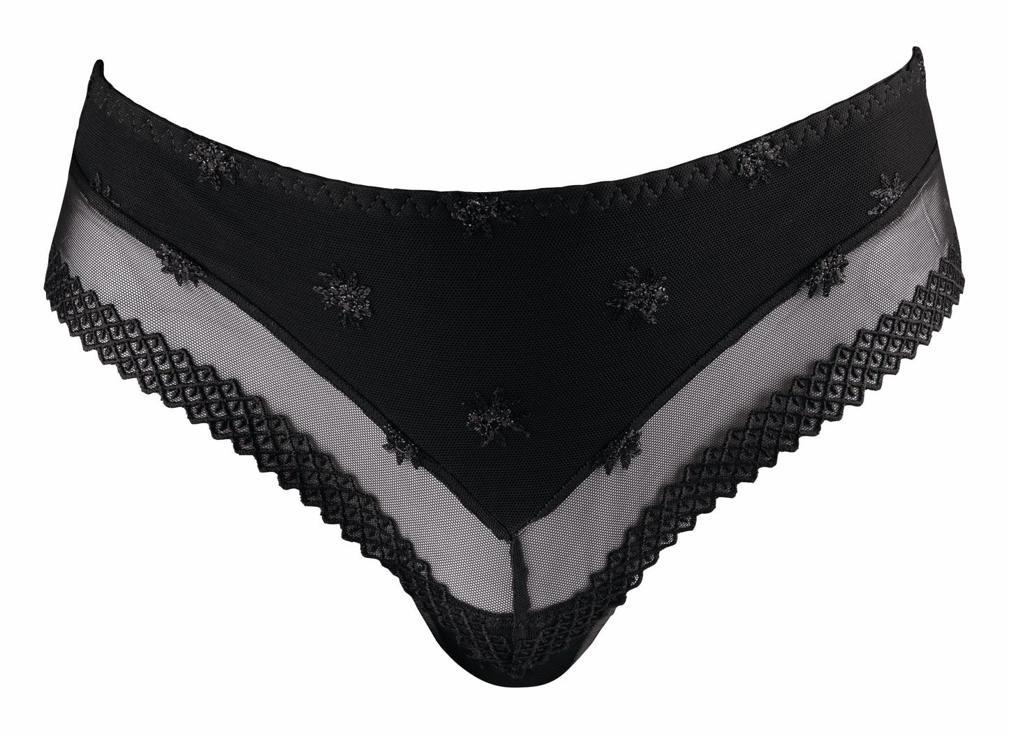 The Brazilian Shorty from the Chantilly line by Louisa Bracq offers a sleek, refined look through its geometric leg-lines and accompanying stunningly iridescent medallions.