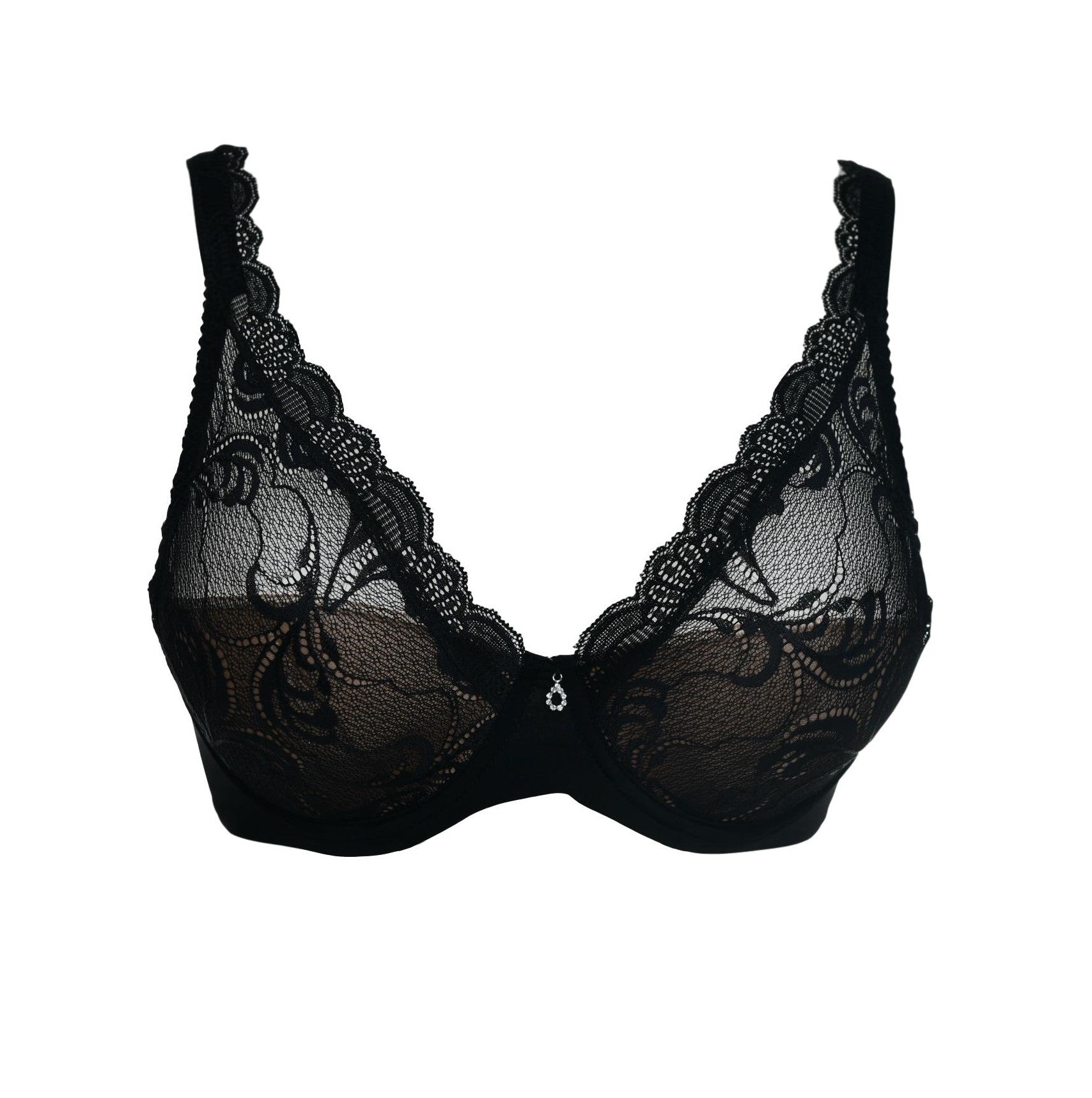 The Savoir Faire line from Leilieve features this lace bra for an ideal fit and comfort from its meticulous construction. The cups have been designed with light padding (about 2mm) attached only to the underwire and overlaid with Italian flat lace, detaching the cups for unrestricted movement while minimizing the fabric's transparency.