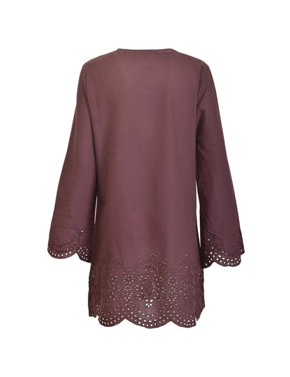 Back of the Woven Cotton Short Kaftan by Verdissima from Italy